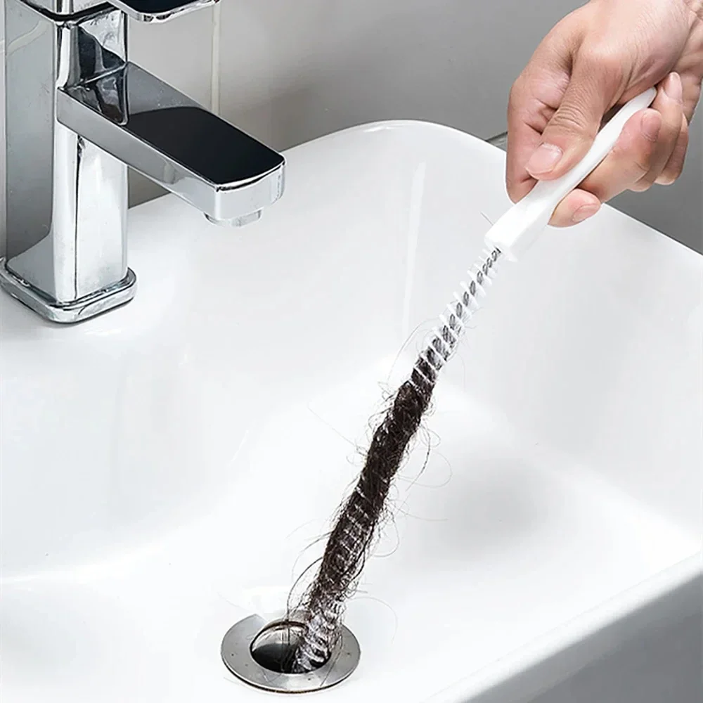 45cm pipe plunger drain hair cleaner sink cleaning brush pipe unclogging tool