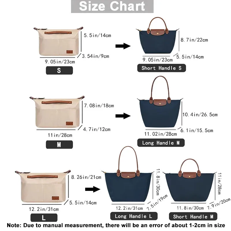 Bag Organizer Inner Liner Accessory For Longchamp LE PLIAGE Handbags Expand Space Anti-Collapse Satin Fabric Insert Pocket 4