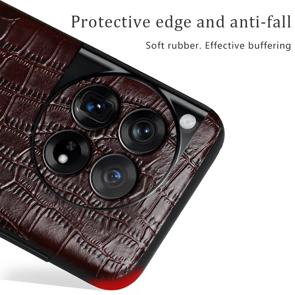 Luxury Genuine Cowhide Leather Shockproof Phone Case with 360° Protection