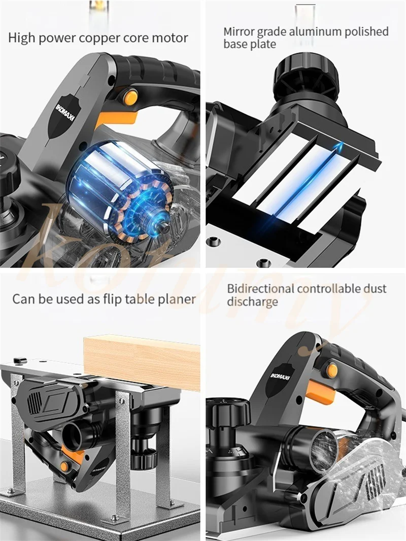 Electric Hand Planer Woodworking Router Trimmer Handheld Wood Cutting Power Tools Left And Right Dusting 5