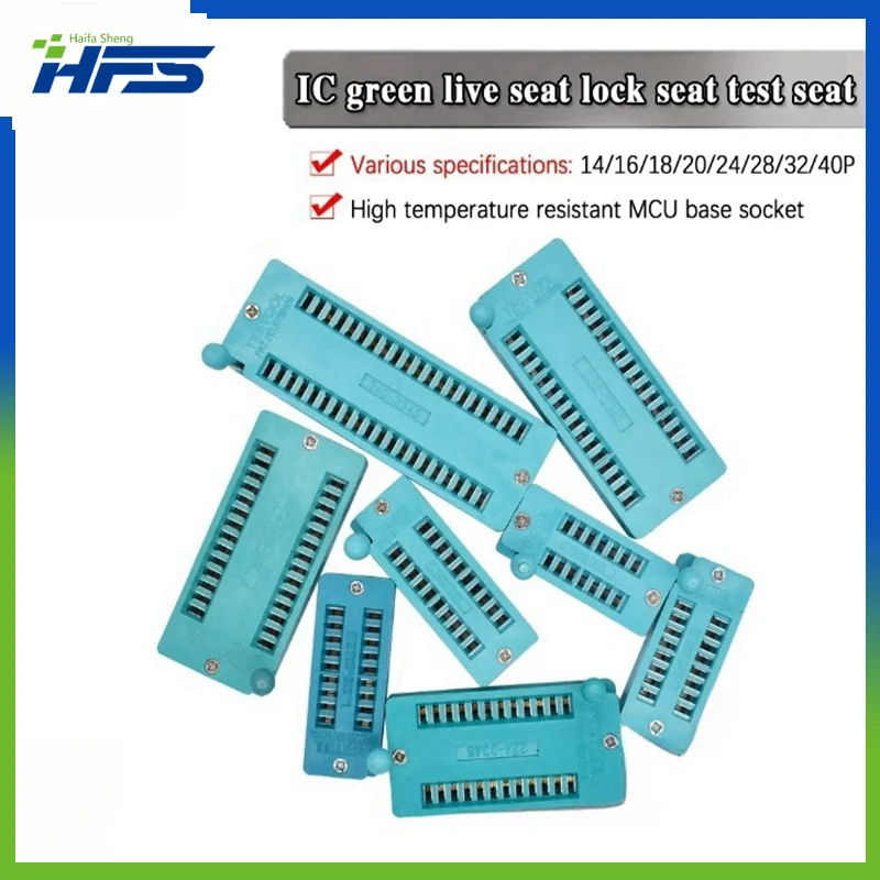 

1pcs/lot 14 16 18 20 24 28 32 40 P Pin 2.54 MM Green DIP Universal ZIF IC Socket Test Solder Type IC lock seat zif socket