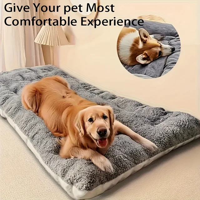 S34b178108da2451ead5f325600593311g.jpg Extra-large plush dog bed/sofa/cat bed/dog house/cage mat, thick and super soft polyester pet mat