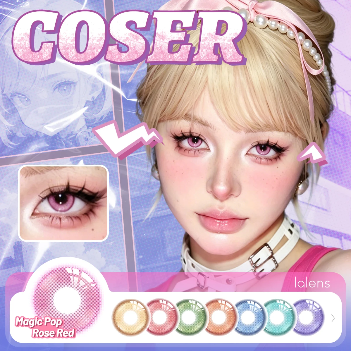 VISUASHOW Magical Pop Purple/Pink Cosplay Contact Lenses for Party and Halloween Eye Makeup