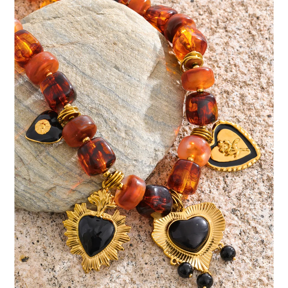 Yhpup Resin Beads Chain Necklace