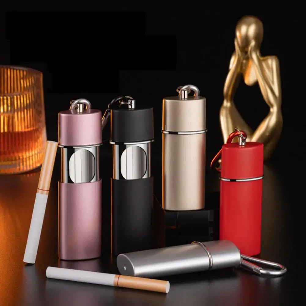 Portable Ashtray Buckle Sealed Pull Closure Metal Liner Butt Storage Mini Ashtray Men Pocket Gadget Creative Gift