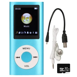 Slim and Stylish 1.8 - Inch LCD MP3 Player with Lossless Sound and Multifunctional Features (Blue 32G)