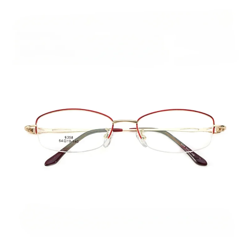 

54-19-140 Glasses Metal Memory Leg Women's Half Frame Alloy Glasses Frame Optical Prescription Customization