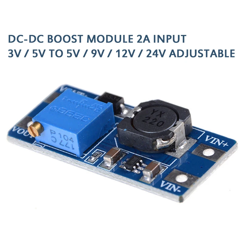 DC-DC 조절식 부스트 모듈, 2A DC 부스트, 스텝 업 컨버터 모듈, 2V-24V-5V 9V 12V 28V 전원 모듈 부스터, 1  5 개