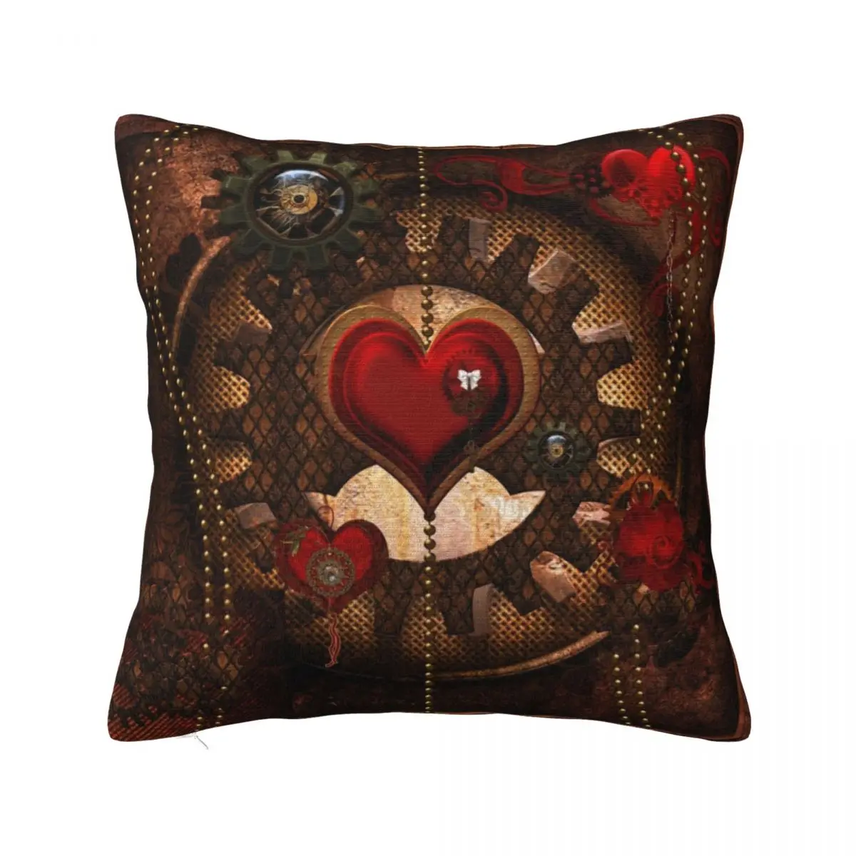 

Steampunk, awesome steampunk heart Throw Pillow Plaid Sofa Cushions Pillow Case Christmas