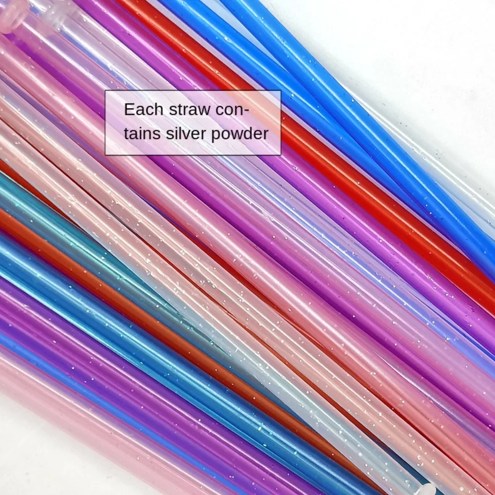 

10pcs Reusable Drinking Straws New 23cm Colorful Glitter Straw PP Plastic Length 230mm PP Plastic Straw