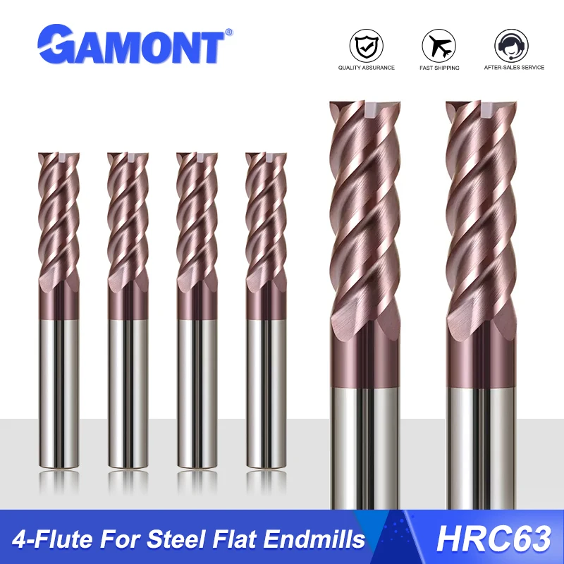 

GAMONT HRC63 4-Flute Tungsten Steel Carbide Alloy Coating Special Stainless Steel Flat Milling Cutter CNC Machine Cutter Tools