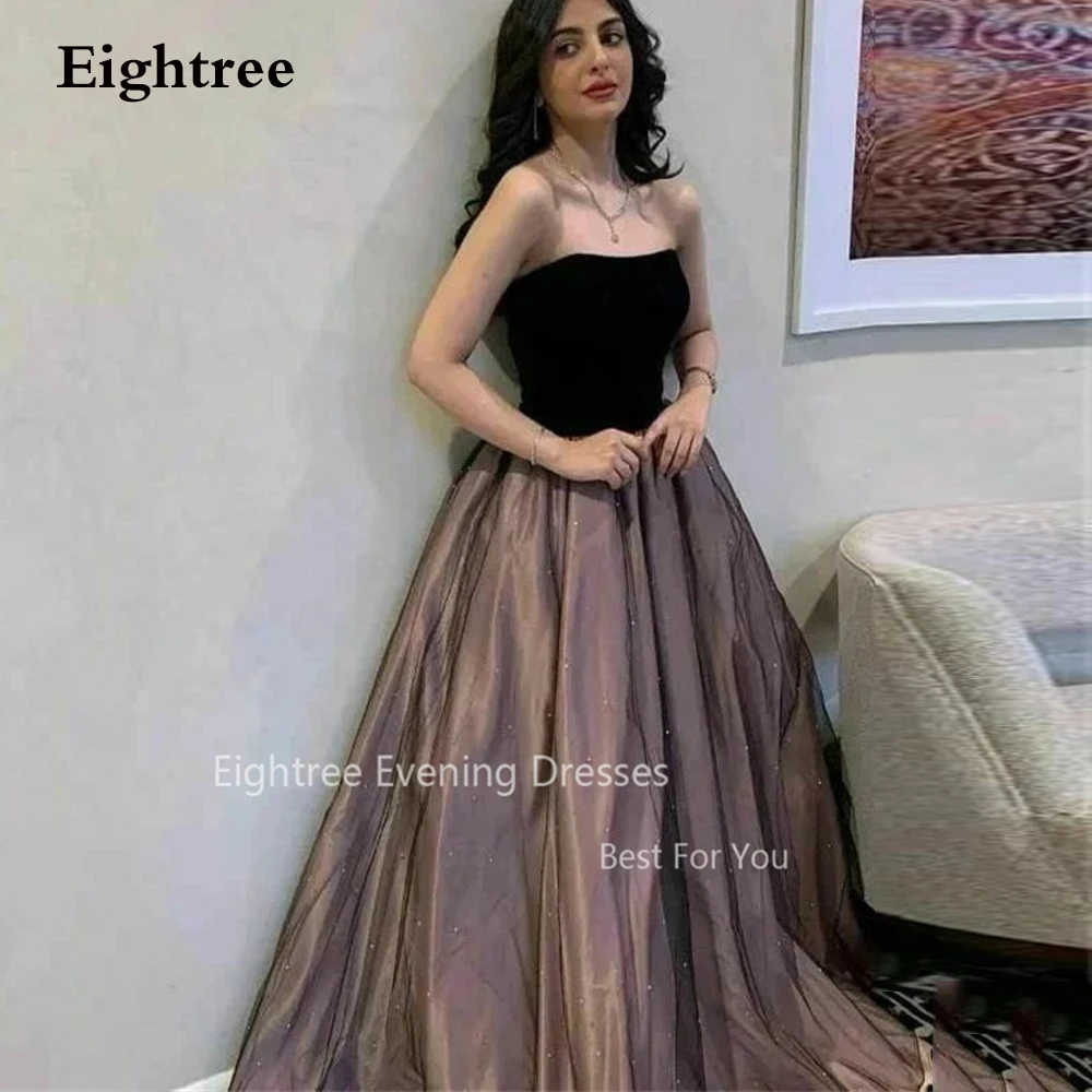 

Eightree Strapless A Line Party Dresses Princess Backless Celebrate Event Evening Gowns Pearls Long Dresses For Prom vestidos