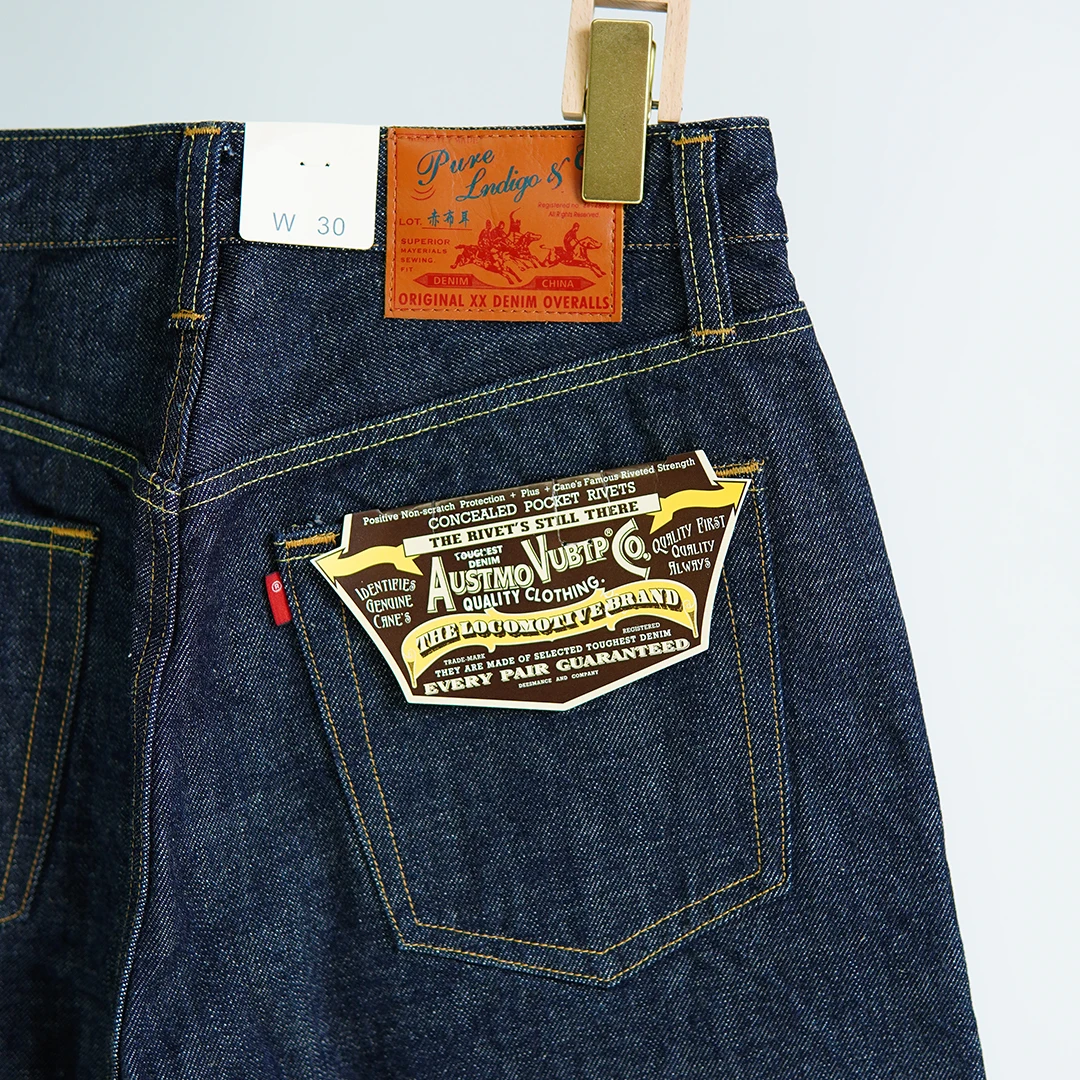 Oversized 18 oz Raw Blue Denim Jeans for Men Red Selvedge Heavyweight Washed Pants American Casual Loose Straight Trousers 6