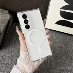 Transparent Magnetic Phone Case with Airbag Protection and Wireless Charging Compatibility - Galaxy Z Fold4 (Clear)