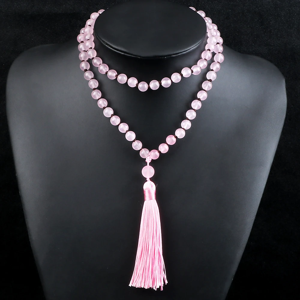 

Fashion Pink Beaded Necklaces Natural Stone Bracelets Prayer Bangle Stylish Jewelrys Gifts Prayer Lucky Yoga Men Women Wholesale