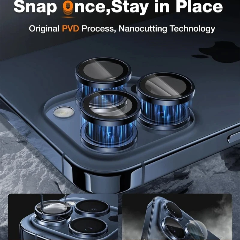 Premium Metal Ring Glass Camera Lens Protector - Durable Cover Accessories