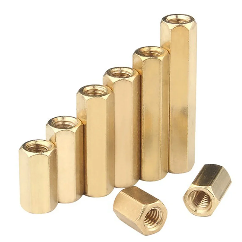 Brass Female Standoff 5-50pcs M2 M2.5 M3 M4 M5 M6 Double Pass Hex Brass Female Standoff Pillar Stud Mount Spacer Hexagon PCB Motherboard Nut Hollow