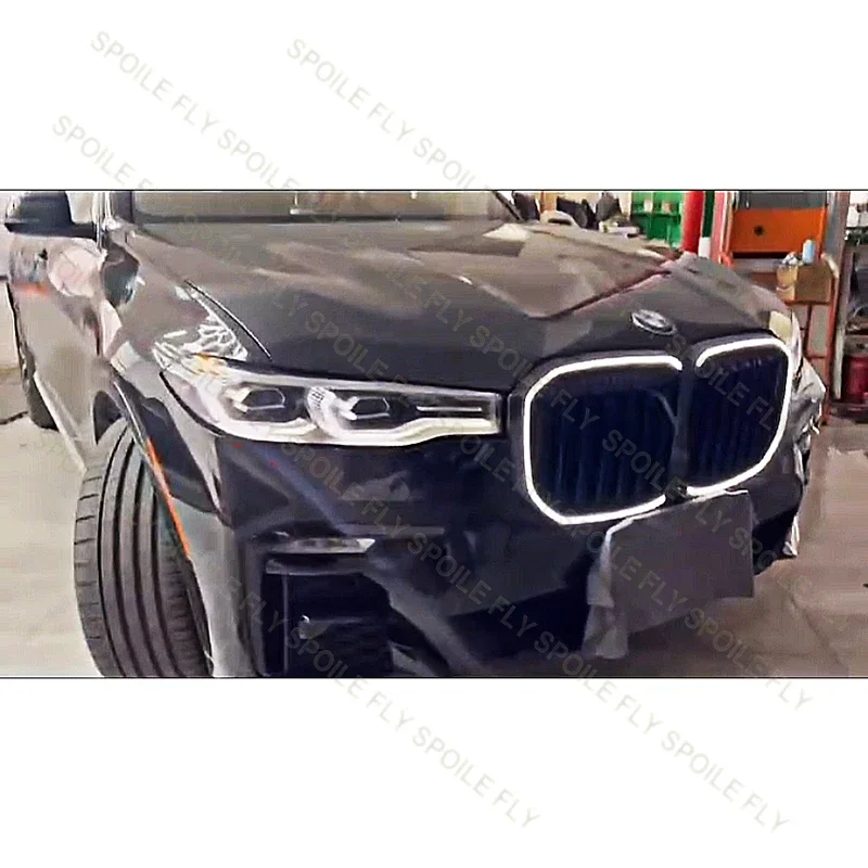 2019년부터 2022년까지 BMW X7 G07용 LED 라이트 램프 그릴 레이싱 그릴 자동차 상단 범퍼 후드 메쉬 그리드 (ABS 소재)