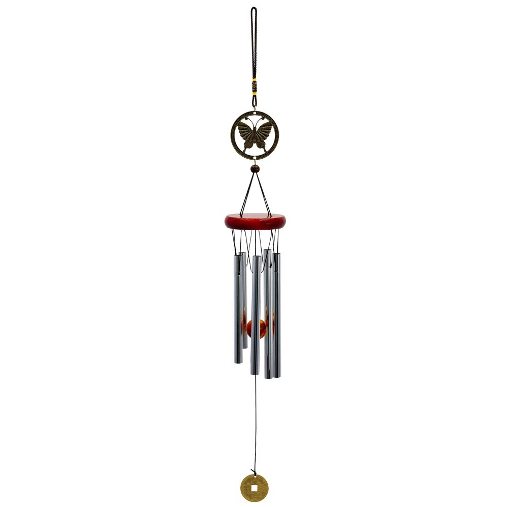 Bronze Harmony Wind Chime with Butterfly and Owl Charms - Outdoor & Garden Decor Gift
