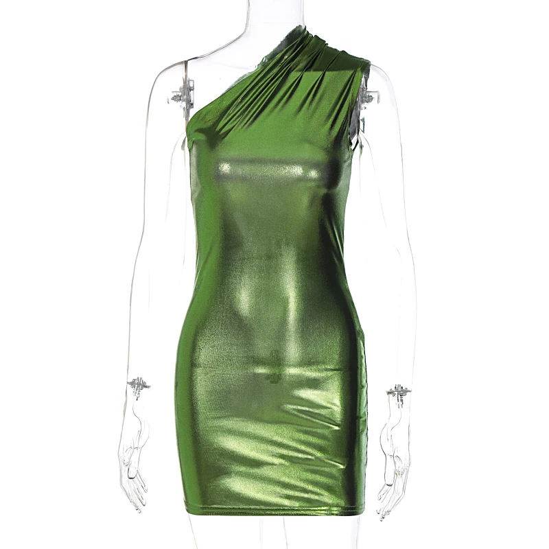 Fun at Parties - Shiny Metallic Mini Dress - Shiny Fashion | LALE LOOK