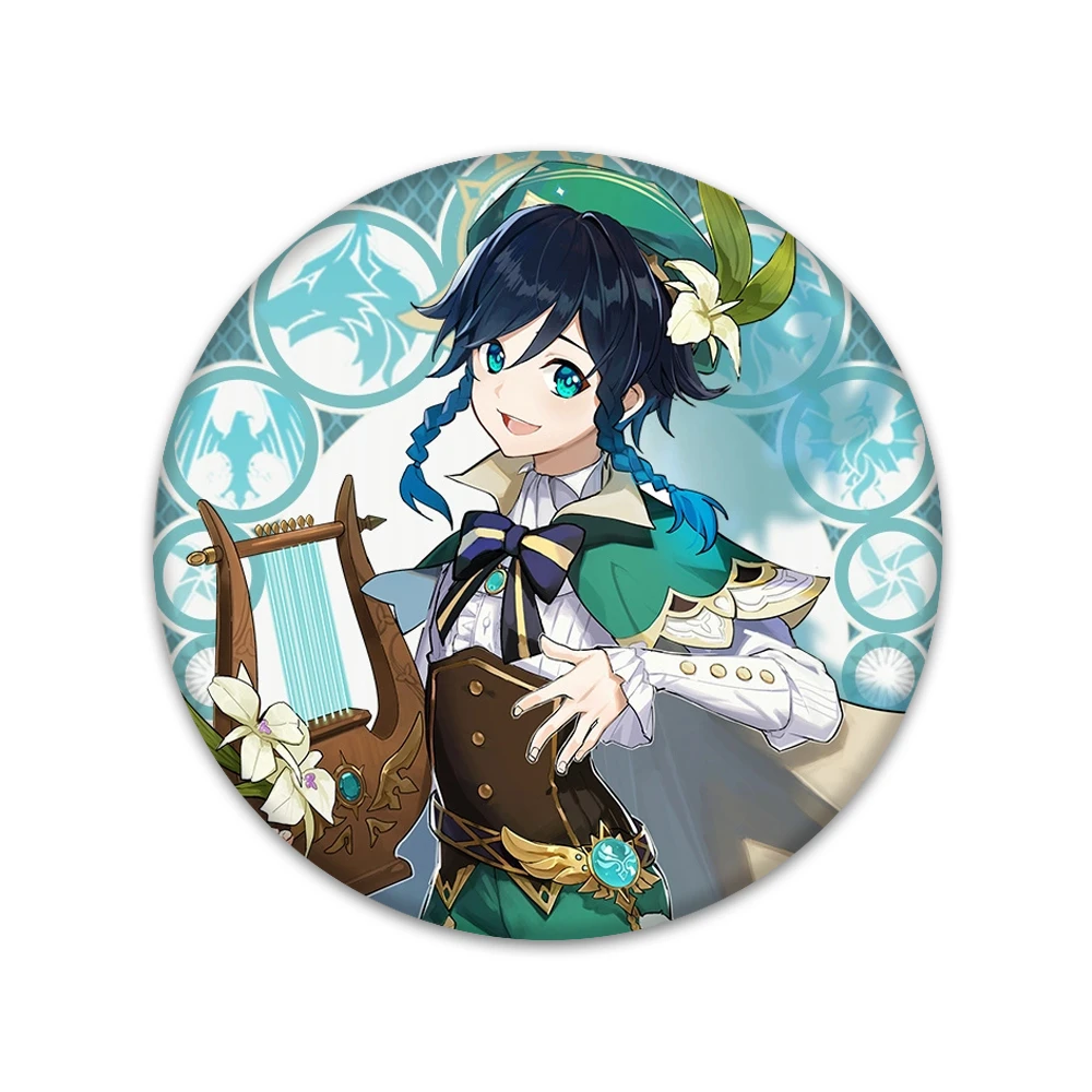 Genshin Impact Pins Monds tadt Thema Serie Charakter Abzeichen Diluc Kaeya  Klee Venti Mika Rasierer Lisa Diona 58mm Weißblech Broschen