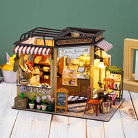 DIY Wooden Julia Bakery Casa Doll Houses Miniature Model Kit Dollhouse with Furniture Lights Cottage for Friends Birthday Gifts 1