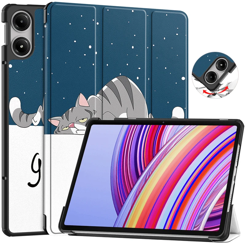 Cute PU Leather Tri-Folding Magnetic Stand Cover