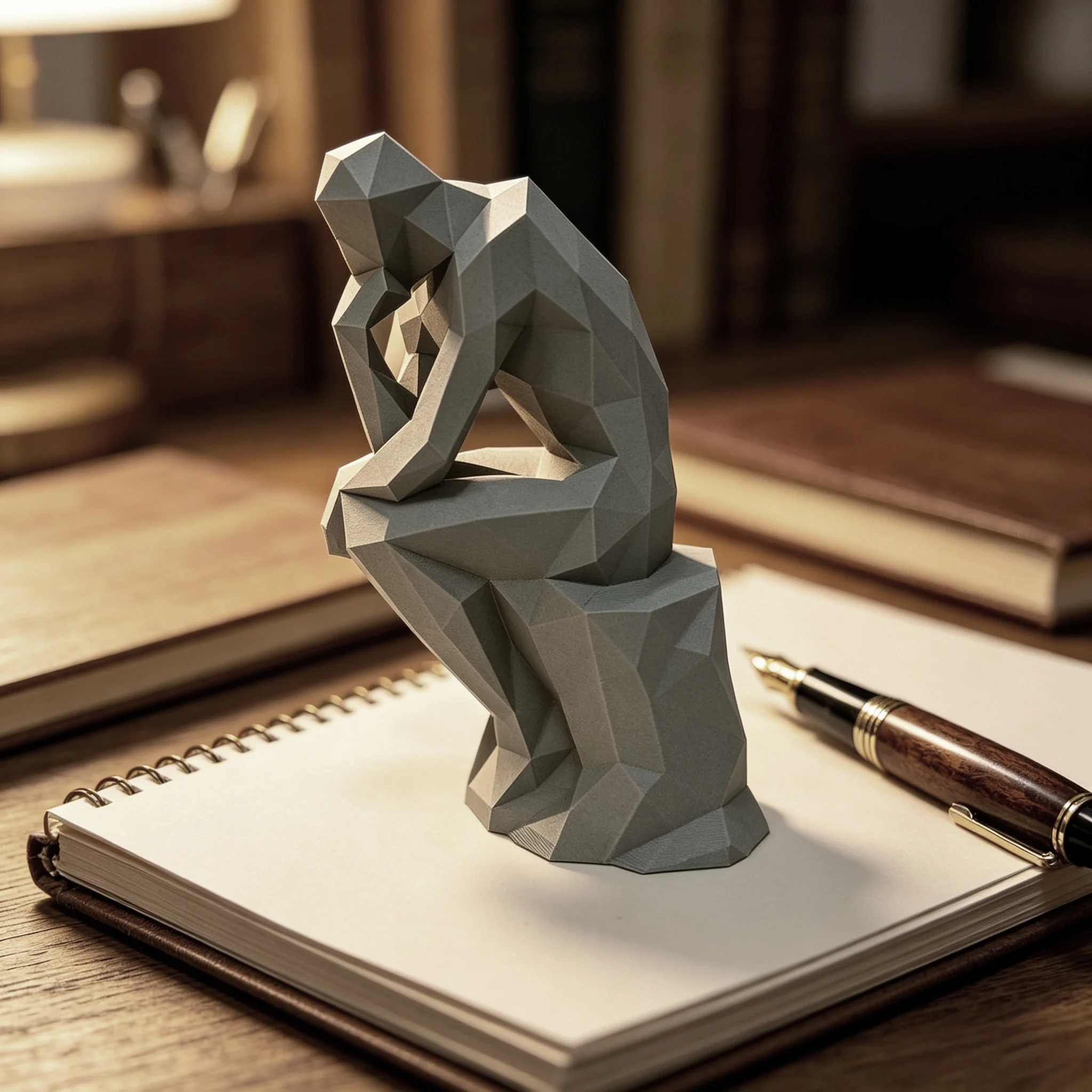 Modern Thinking Human Figurine, Geometric Plastic Sculpture for Desk, Home, Office, Living Room, Entryway, Minimalist Decor - 4