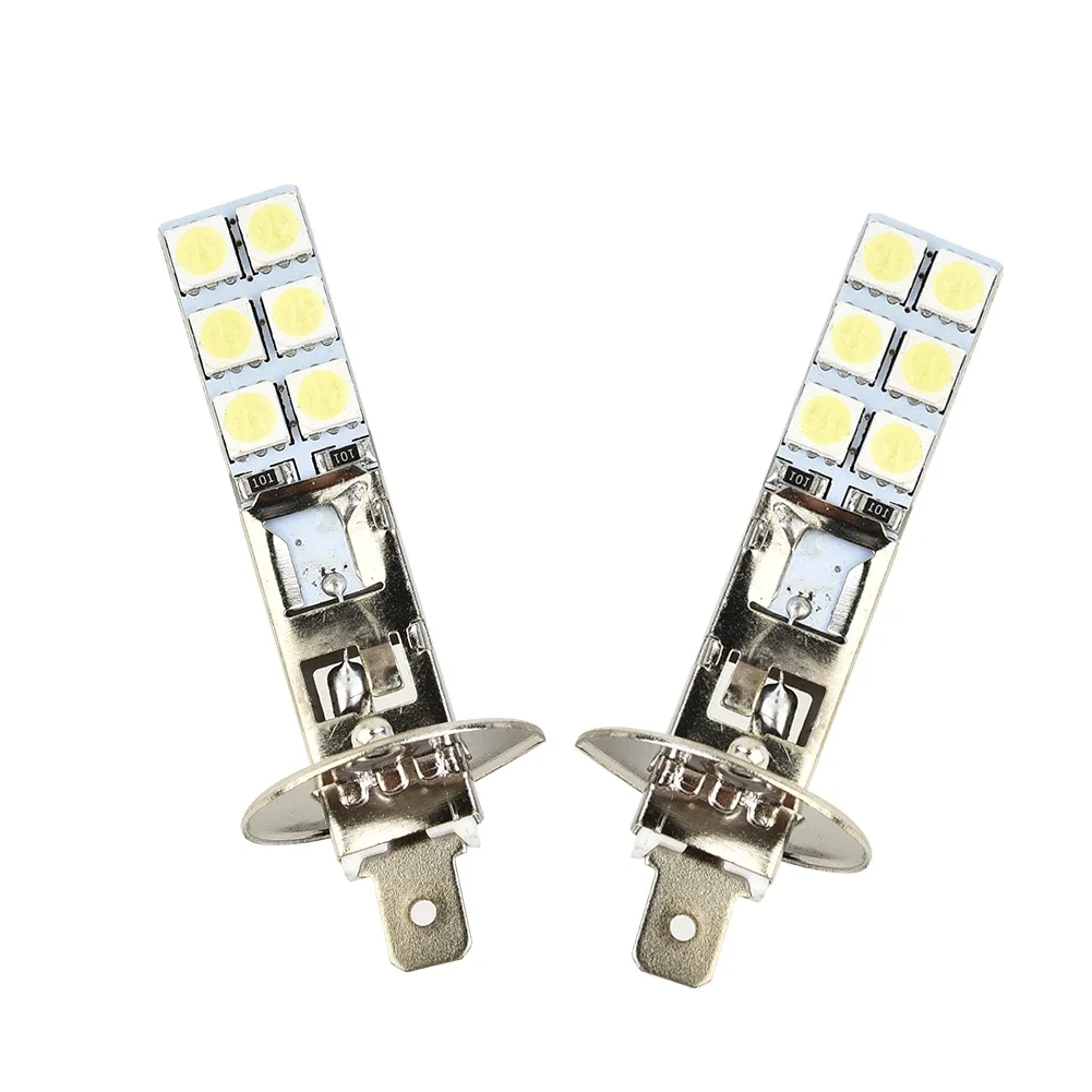 하이 퀄리티 안개등 H1 빔 교체 차량 액세서리 2 개 세트, H1-12SMD-5050 헤드라이트 12A LED 12V-24V