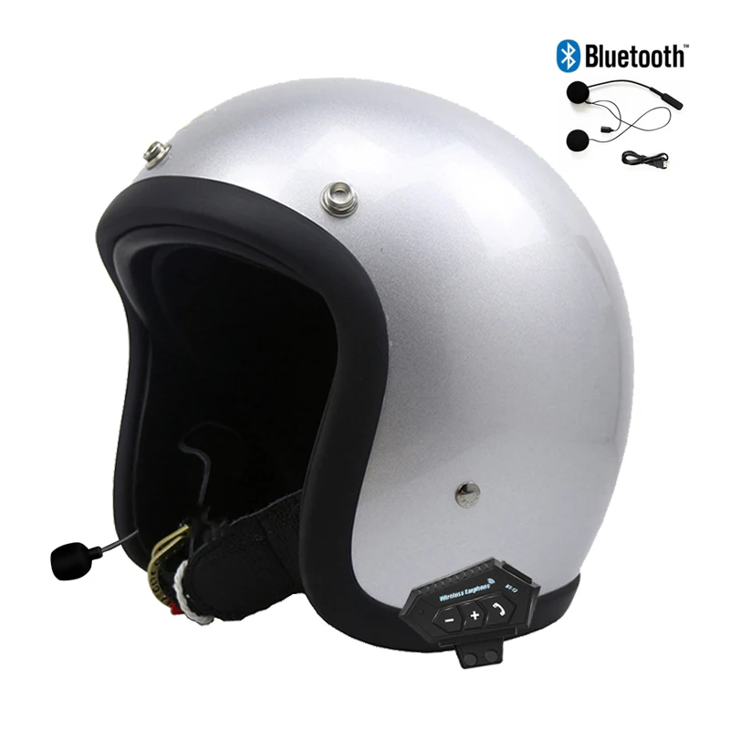 Casco Moto Bluetooth Moto Capacetes Tt & Cocascos In Fibra Di Vetro Open Face Scooter Jet Dot Approvato Cascos Casque Cafe Racer