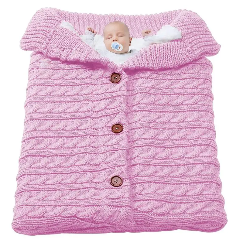 

Stroller Sleeping Bag Kids Warm Autumn Winter Stroller Blanket With Buckles Weatherproof Universal Soft Thick Knit Stroller Sack