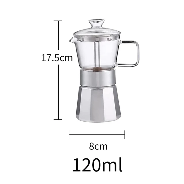  Grasseed Luxurious Crystal Glass & Stainless Steel Moka Pot,  Stovetop Espresso Maker for Flavored Strong Coffee, Italian Cafetera, for  all types of hobs-Dishwasher Safe-6 Espresso Cup/240 ml/8.5 oz: Home &  Kitchen