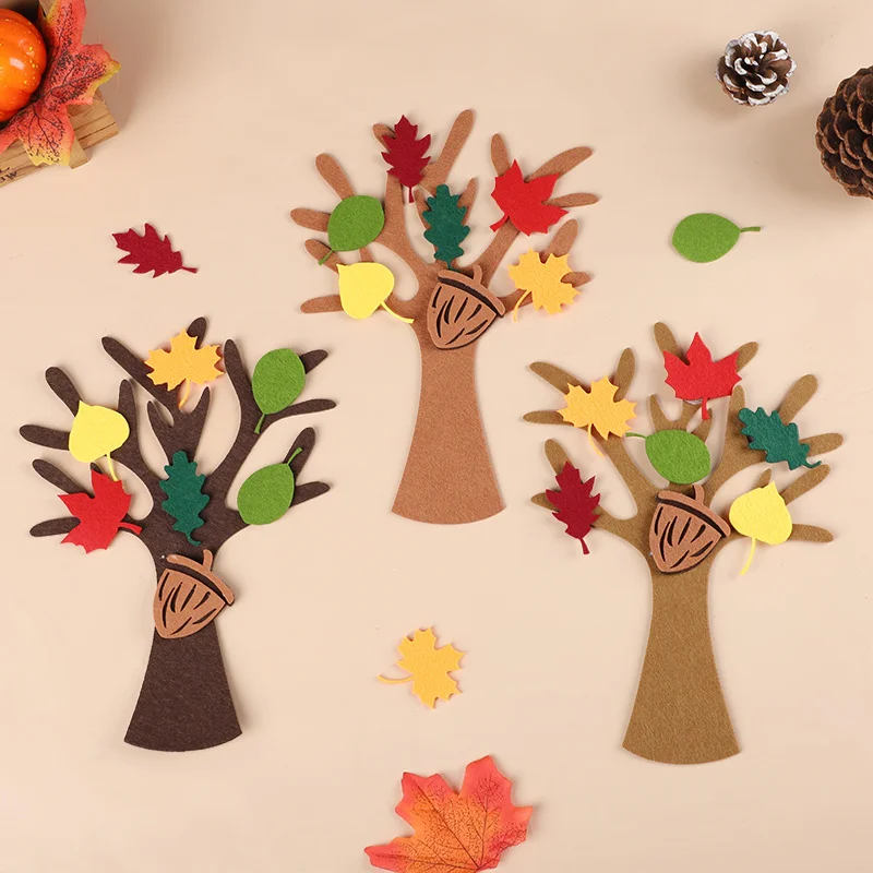 96-teiliges handgefertigtes DIY-Filzbaum-Ahornblätter-Bastelset für Herbst, Thanksgiving, Partygeschenke, Geschenk, Weihnachten, Zuhause, Zimmer, Wandbehang, Dekor – Detail 4