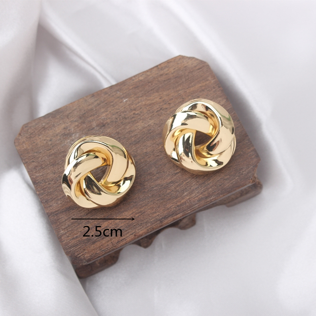 Vintage Metal Twisted Stud Earrings For Women Gold Color Charm ZA Sexy Statement Spiral Whirlpool Brincos Jewelry Wholesale
