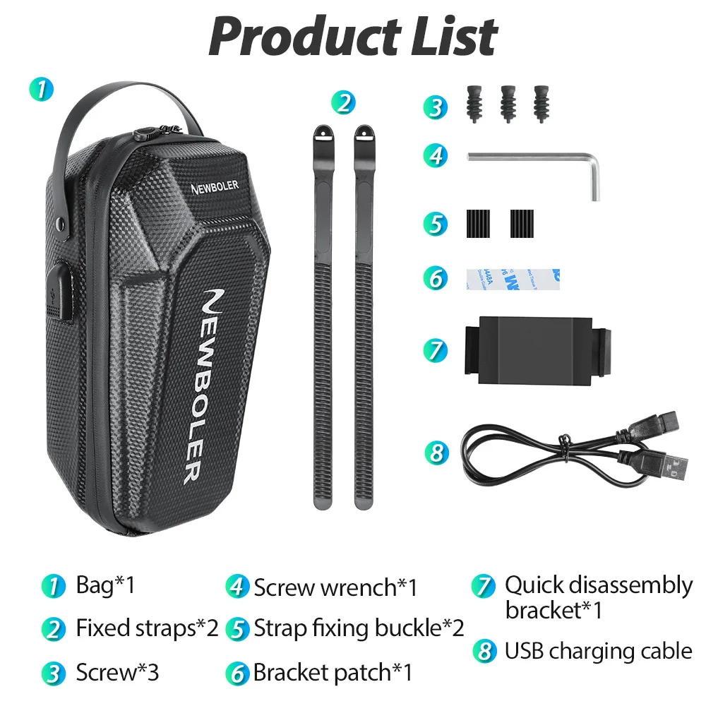 USB-Anschluss, elektrischer Roller, Vordertasche, Lenker, wasserabweisend, Schnellverschluss, 3 l/5 l, EVA, großes Fassungsvermögen, universell für Xiaomi Scooter – Detail 17