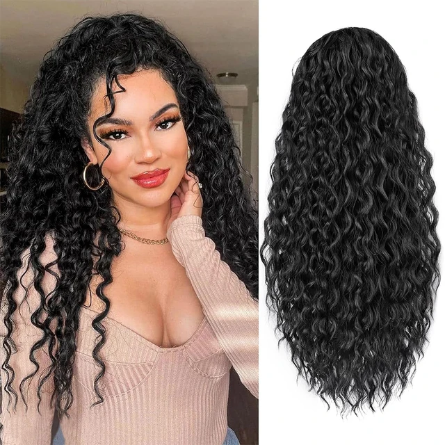 Sylhair Drawstring Ponytail Extension for Black Women 24 Inch Synthetic Long Curly Pony Tails for Daily Use Fluffy Hairpiece