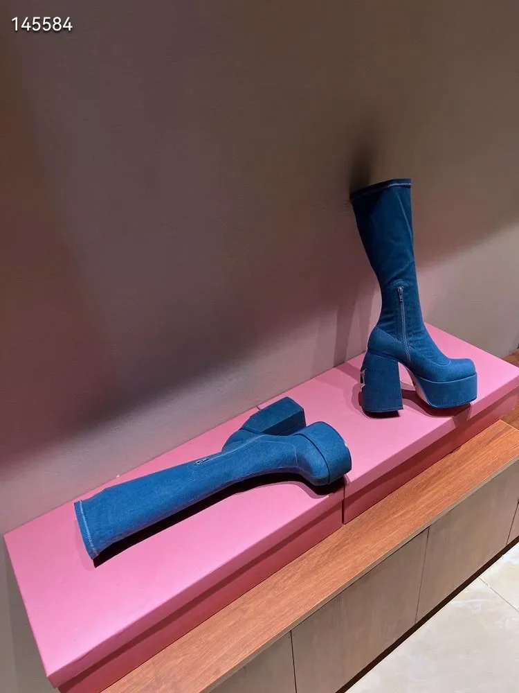 Naked Wolfe Sassy Stretch Platform Boots Sugar Booties Spice Stivali Alti Al Ginocchio Scarponi Da Cowboy Slouchy Stable Slouchy