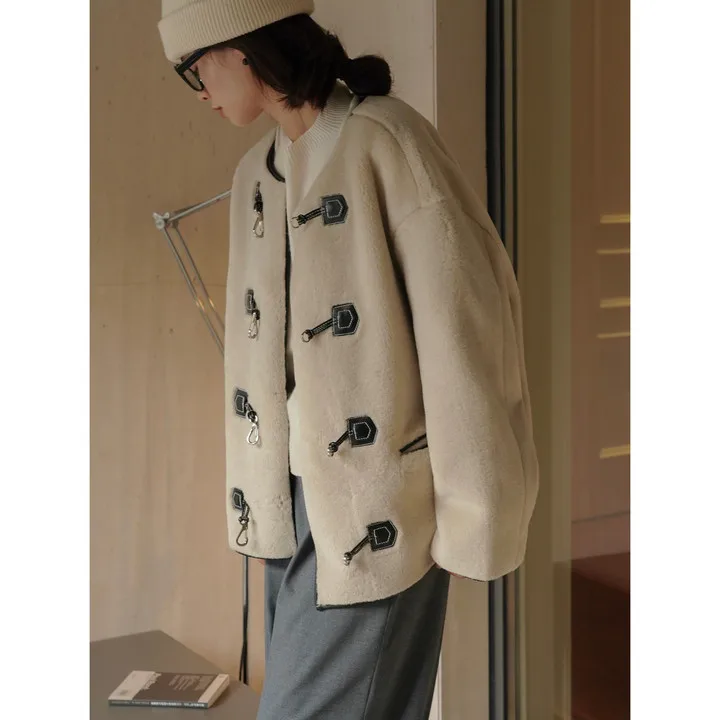 

Autumn and Winter Women's Casual Solid Round Neck Long Sleeve Jacket