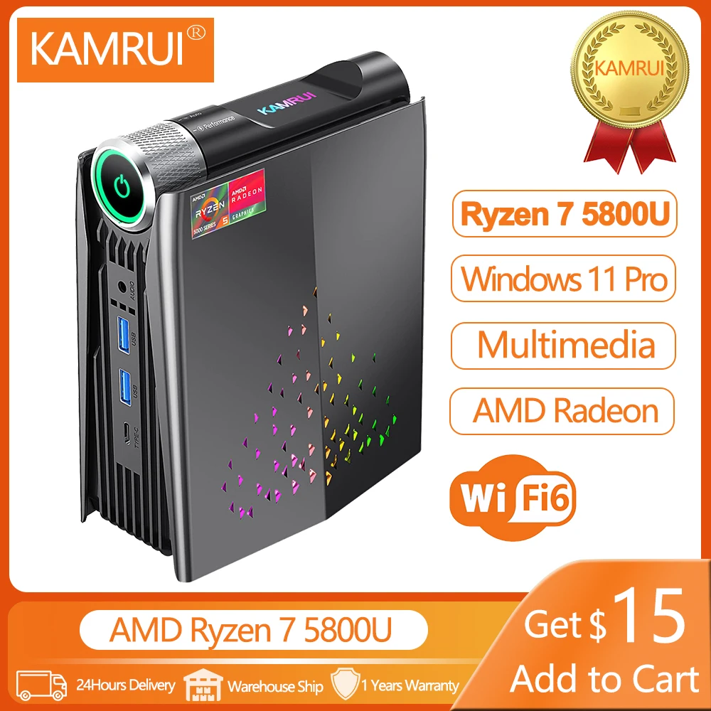 Chatreey AMR5 Mini PC AMD Ryzen R7 5700U R9 7940HS Ordinateur de bureau de  jeu