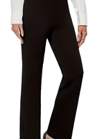  2025 Casual Elegant Slim Straight Pants Women Elastic Waist Stretchy Slimming Black Daily Office Trousers