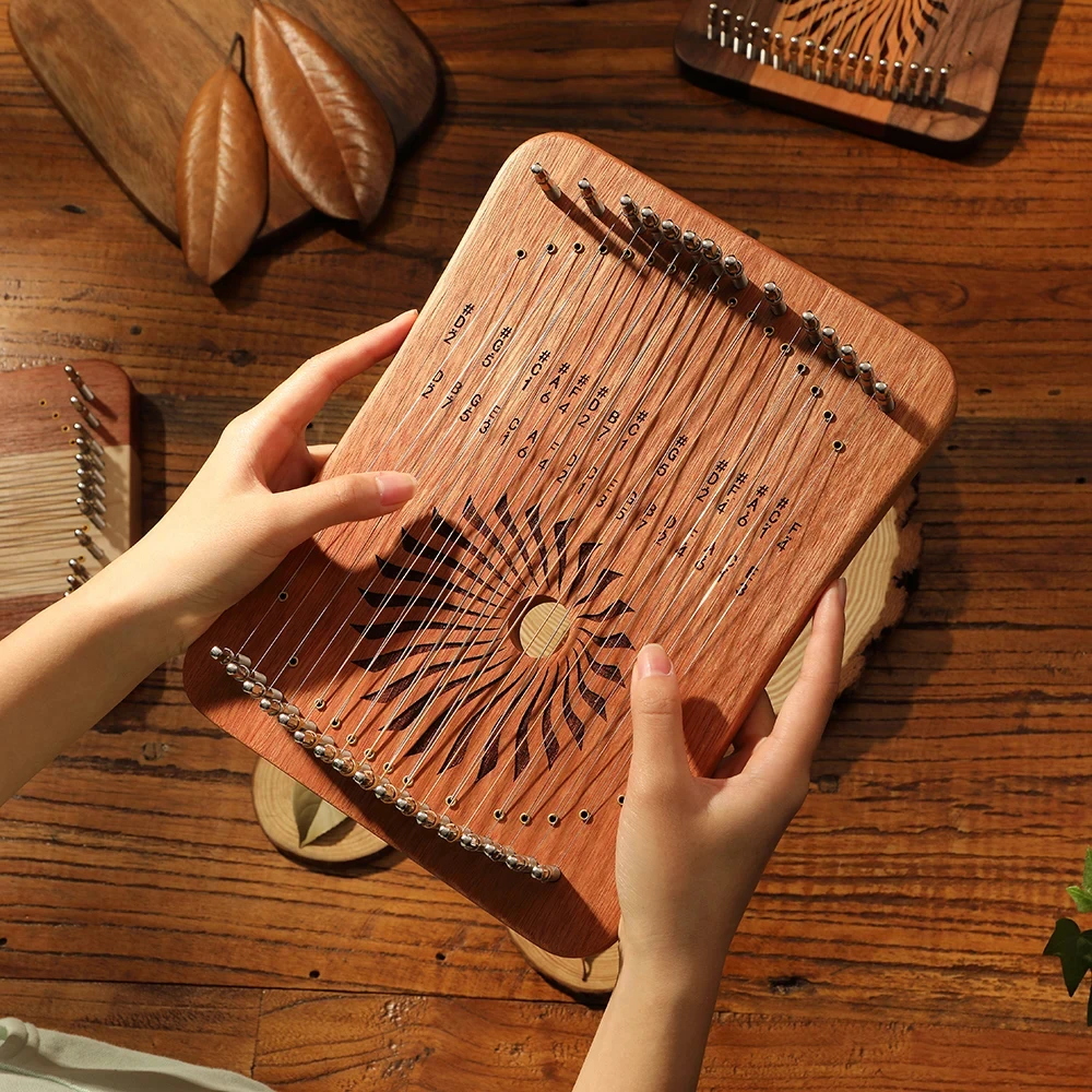 Hluru 31 Strings Mini Thumb Kalyre 17 Kalimba Strings Finger Harp Wood Creative Beginner Musical Instrument