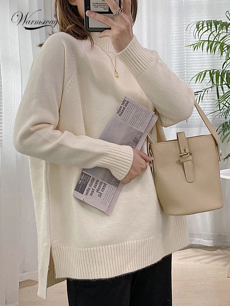 Women Mock Neck Pullovers Sweater High Quality Oversized Jumper 