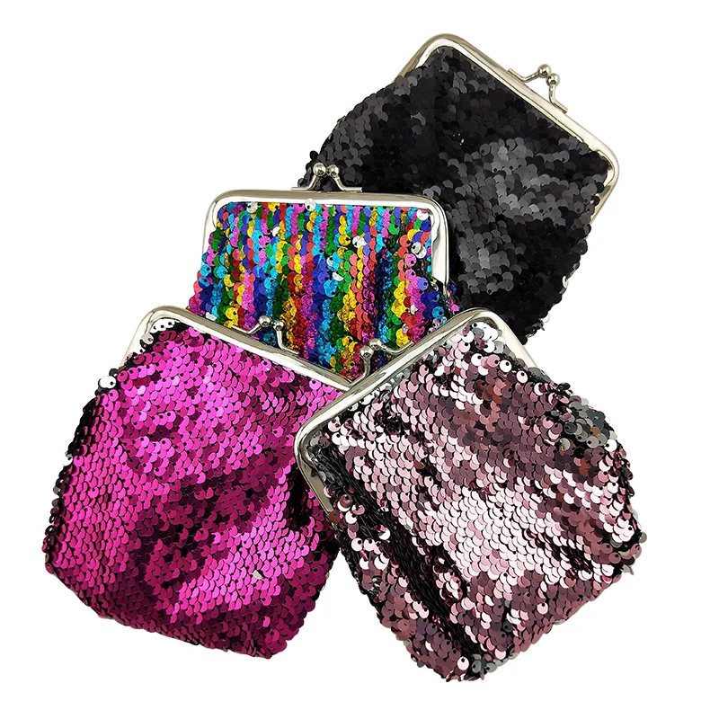 NICOLE & CO New Women Sequin Coin Purse Shoulder Messenger Small Bag Female Metal Farme Wallet Girl Mini Change Card Package