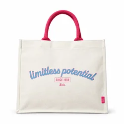Barbie Large Capacity Reusable Tote Bag - Multipurpose Shoulder Carry Organizer and Travel Handbag (WHITE)