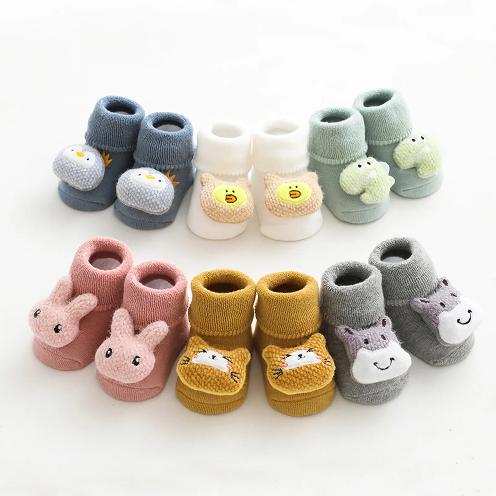 Infant Toddler Baby Girls Boys 3D Cute Cartoon Animal Anti-Slip Socks Slippers 