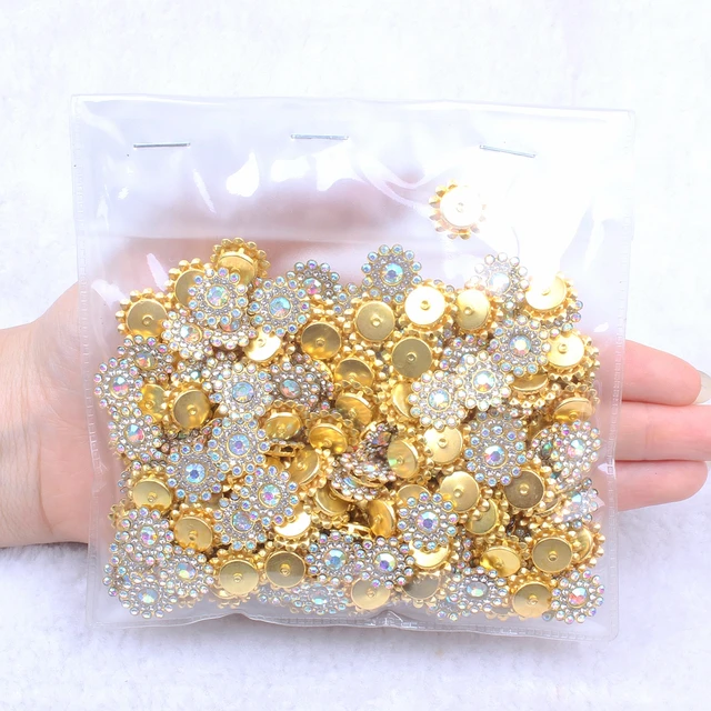 Flatback Claw Rhinestones 14mm 200pcs Sewing Half Round Shiny Crystals  Stones Gold Base Sew On Rhinestones For Clothes - AliExpress