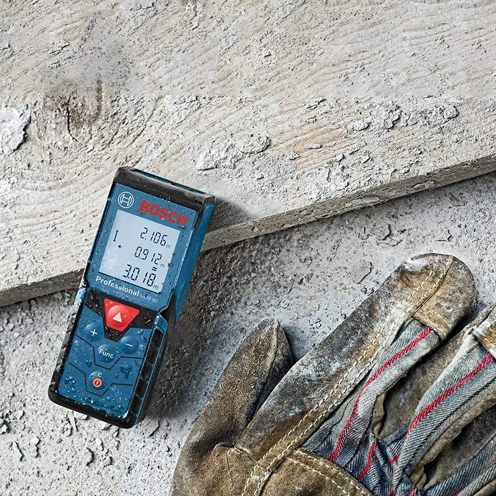 Bosch 고정밀 레이저 거리 측정기, 휴대용 레이저 측정 테이프 눈금자, GLM 40, 40 미터