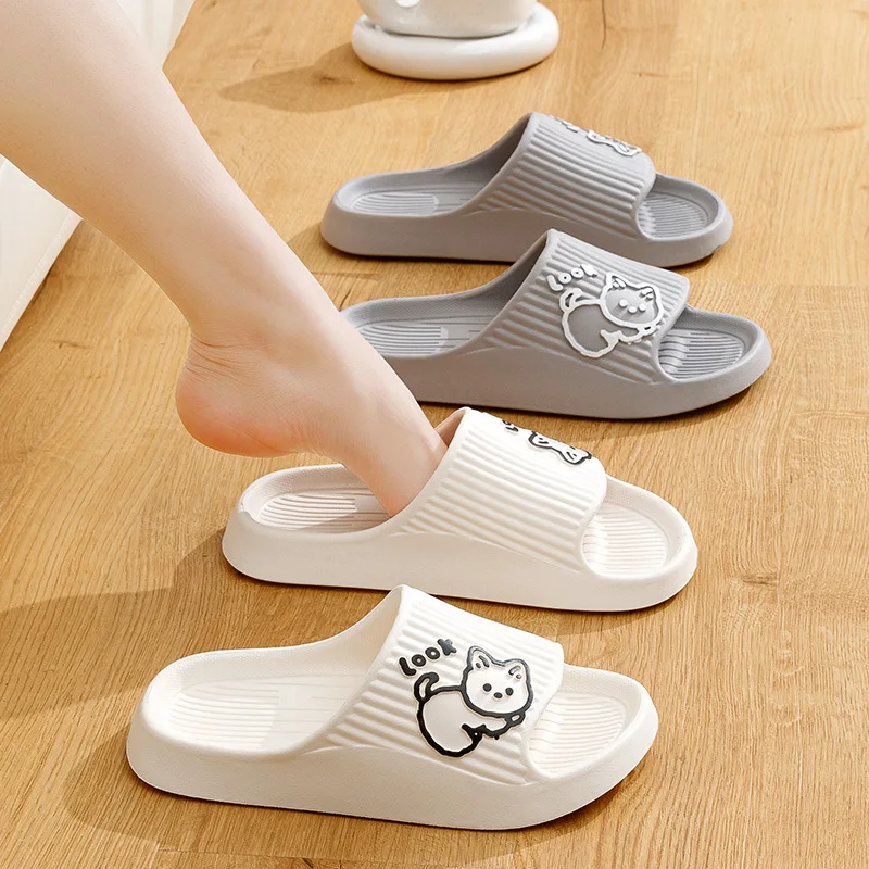 Women Slippers Cat Cartoon Bathroom Beach Platform Non-Slip Home Flip Flops Men Slipper Sandals Slides Indoor Outdoor