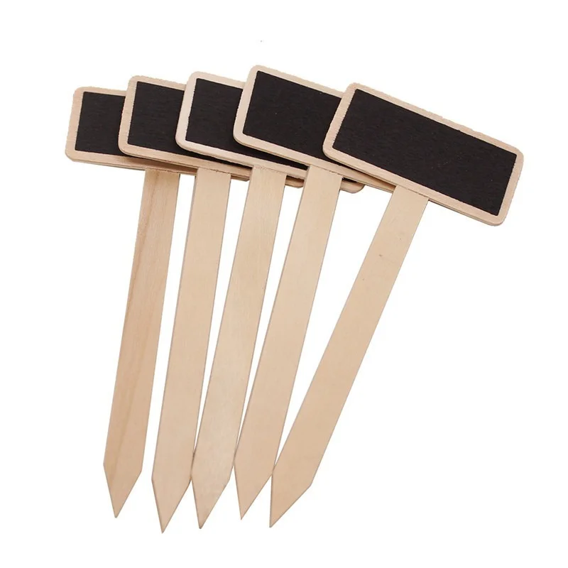 10pcs Mini Wooden Chalkboard Plant Labels Markers for Flower Pot Seed Potted Herbs Vegetables Garden