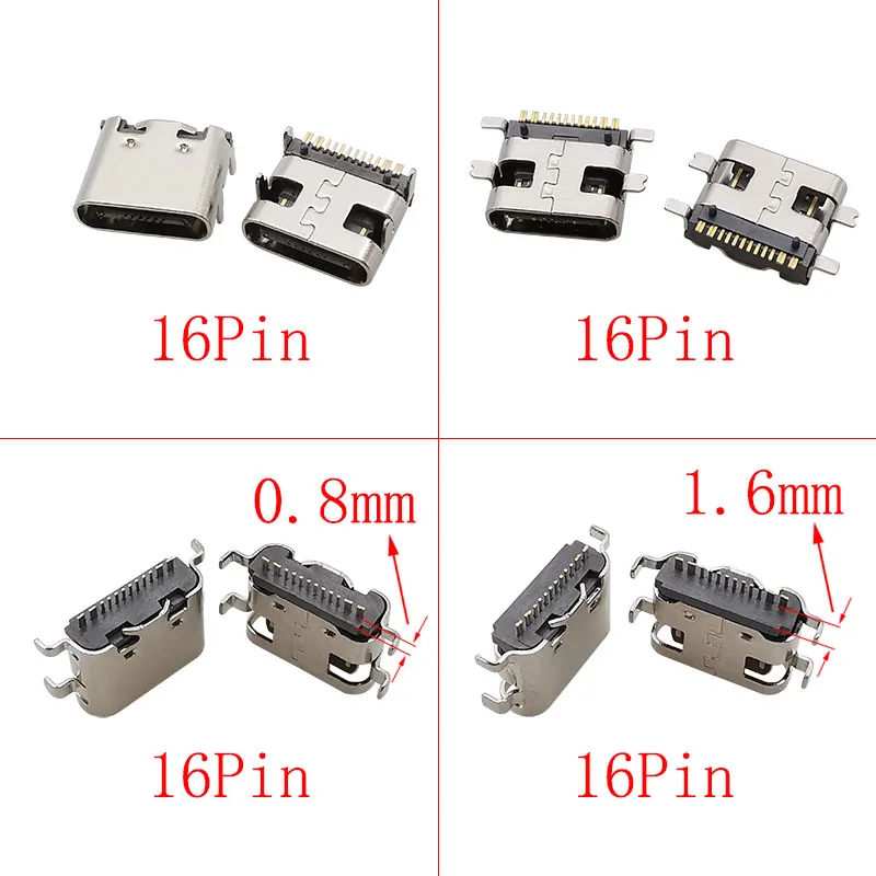 100 Pezzi 10 Modelli Connettori Dock Di Ricarica USB Tipo C Mix 6 Pin E 16 Pin~p142168544